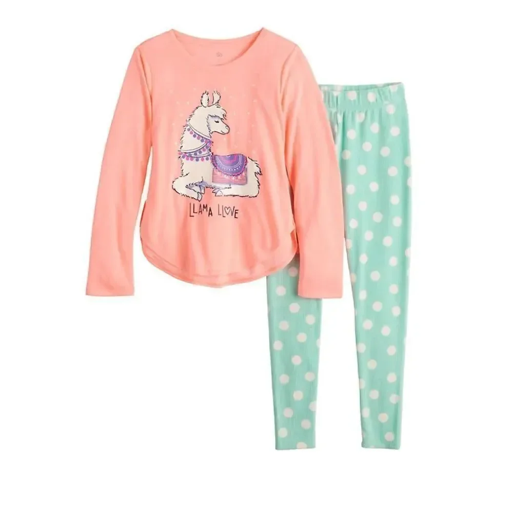 SO Girls SIZE 16 LLAMA LOVE 3-Piece Tunic & Thermal Leggings Pajama Set with Soc